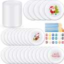 Tenceur 36 Pcs DIY Plastic Flying Disks Bulk 7 Inch Color Your Own White Flying Disc with 10 Paintbrushes and 3 Paints for Party Favors and Crafts Fun Home Activities Games