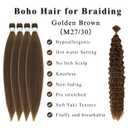 Bohemian Golden Brown Boho Braiding Hair Pre Stretched Hypoallergenic Curly Deep Wave Synthetic Knotless EZ Braid Fulani Braids