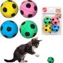 SPOT Sponge Soccer Ball Cat Toys - Interactive and Colorful Plush Toy, Fun for Cats and Kittens to Bat and Chase, Keep Cats Entertained - 1.5" Assorted 4- Pack