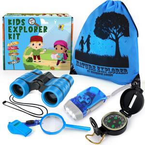 ESSENSON Kids Explorer Kit - Adventure Kit for Kids, Outdoor Explorer Kit with Binoculars, Summer Outdoor Toys for Kids Ages 4-8 (Blue)