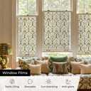3D Stained Glass Window Film, Decorative Window Privacy Film for Bathroom,Front Door,Home, Sun Blocking Heat Control,Static Cling,23.6inch x 35.4inch Honeysuckle Ogee