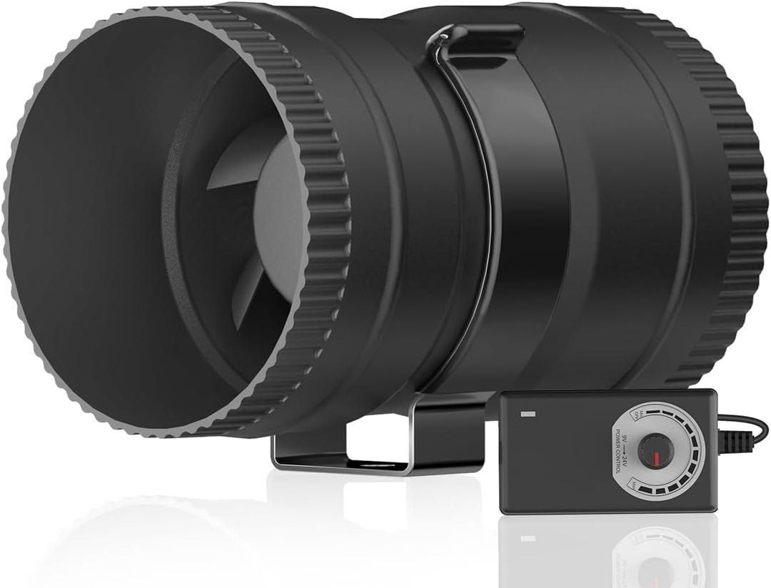 Hon&Guan 3 Inch Inline Blower Fan with Speed Controller 120 CFM with 20W Ultra-Low Power and Low Noise (Black Basic)