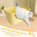 Large Cat Litter Box with High Sides,17.5"x15"x8.9" Open Top Cat Litter Pan Anti Splashing Non-Stick Litter Tray Low Entry Cat Litter Boxes Jumbo Kitty Litter Toilet Easy Clean for Cats(Yellow)