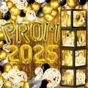 100Pcs Prom 2025 Balloon Boxes Decorations with LED Lights Black and Gold Prom Decorations for Party 2025 Graduation Party Supplies