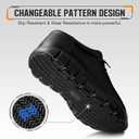 NINGO Leather Non Slip Shoes for Men Women, Slip On Water Resistant Work Loafers, Slip Resistant Lightweight Breathable Chef Footwear & Sneakers for Kitchen/Restaurant Staff and Hospitality (10 Women/8.5 Men, Black)