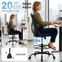 Drafting Chair for Standing Desk, Tall Office Chair with 22"-30" Seat Height &7" Lift Footrest Ring, Ergonomic Executive Mesh Computer Counter Stool with Lumbar Support &Flip-up Arms for Artist