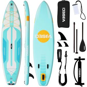 11 ft Extra Wide Inflatable Paddle Board with Accessories, Stand Up Paddleboard for 2 Person, All Around SUP Board for Adults, Fishing, Yoga