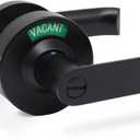 Bathroom Privacy Indicator Handle Lock, Vacant Occupied Bathroom Lock Suitable for doors 1-1/4 to 2-1/5 thick with Large Indicator for Men Women Restroom In-use or Vacant, Occupied Sign for Bathroom, Black