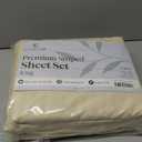 LuxClub 4 PC King Sheet Set, Deep Pockets Wrinkle Free Cooling Bed Sheets Hotel Bedding for Women, Men, Includes 1 Fitted Sheet, 1 Flat Sheet and 2 Pillowcases-Striped - Cream