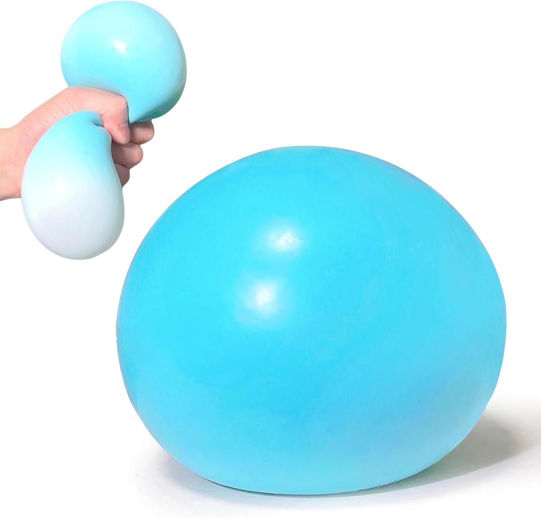 4 Inch Giant Squeeze Stress Balls for Kids and Adults - Jumbo Squishy Dough Ball, Squishy Sensory Toys for Kids Party Favors, Goodie Bag Stuffers, Squeeze Stress Toys for Anxiety Relief (Blue)