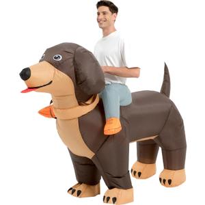 One Casa Inflatable Dog Costume Adult,Blow Up Dachshund Suit,Ride On Halloween Costumes for Men Women (72INCH)