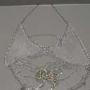 Sequin Tassel Silver Body Chain Halter Crop Tank Top Shirt Rhineston Crystal Bra Party Carnival Sparkly Backless Vest Body Jewelry for Women