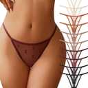 J-pone G-String Thongs for Women T-back Lace Hollow Out Low Waist Thongs Breathable Cheeky Sexy Underwear Panties 5Pack (L)