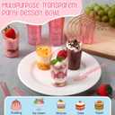 Newtay 50 Pcs 3oz Mini Slanted Dessert Cups with Spoons, Pink Ice Cream Cups for Mother's Day Graduation Party, Disposable Buffet Serving Bows for Birthday Wedding Brunch, Nuts Salad Snacks Yogurt