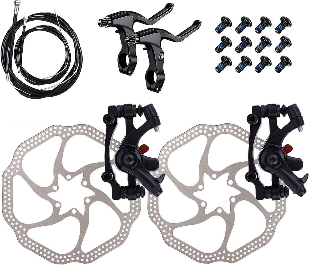 Bike Disc Brake Kit,Bike Front and Back Disc Brake Kit-Calipers,2 Pcs Stainless Steel 160 mm Rotors&Cable&Brake Lever&A Pair of Bicycle Brake levers&Fixing Screws