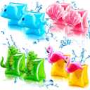 Skylety 8 Pieces Swim Arm Floaties for Kids Inflatable Swim Armbands Float Sleeves Swimming Arm Float Rings for Toddler Boys Girls