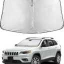 EcoNour Windshield Sunshade Compatible for Jeep Cherokee SUV (Not for Jeep Grand Cherokee) 2014-2021 2022 2023, 2026, Sun Visor for Front Window Sun Shade Cover, UV Heat Protector, Car Accessories