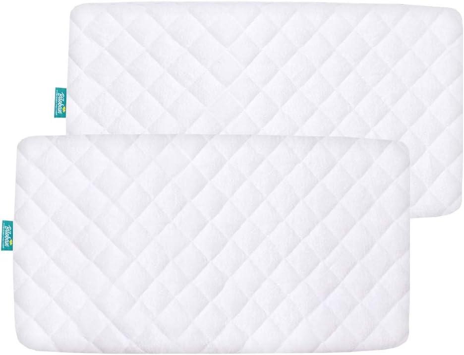 Waterproof Bamboo Bassinet Mattress Cover Compatible with Chicco LullaGo Anywhere SE Portable Bassinet, Ultra Soft Surface, 2 Pack, Breathable and Easy Care, For Chicco Lullago Anywhere Se Portable Bassinet