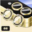 LucBuy Bling Camera Lens Protector for Samsung Galaxy Z Flip 4, Tempered Glass Camera Cover Film Stickers, Glitter Automatic-Alignment Individual Metal Ring Screen Protector (Gold)