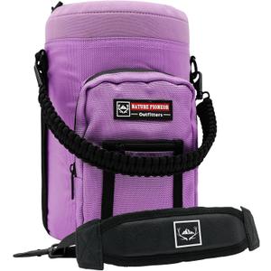 NATURE PIONEOR Insulated Water Bottle Holder with Shoulder Strap for Half/One Gallon 64oz/128OZ Sports Water Jugs Bottles, Carrier/Pouch Sleeve for Outdoor Camping, Hiking,Gym (Purple)