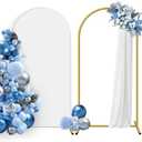 Metal Arch Backdrop Stand and Cover Set 7.2 ft, Wedding Arch Stand with White Cover for Party, Birthday, Wedding, Bridal Shower, Baby Shower (White, 7.2 ft)