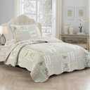 Brilliant Sunshine Grey Angel and Pink Rose Patchwork, 2-Piece Quilt Set with 1 Sham, Reversible Bedspread, Soft Lightweight Coverlet, All-Season, Twin, Pink Grey