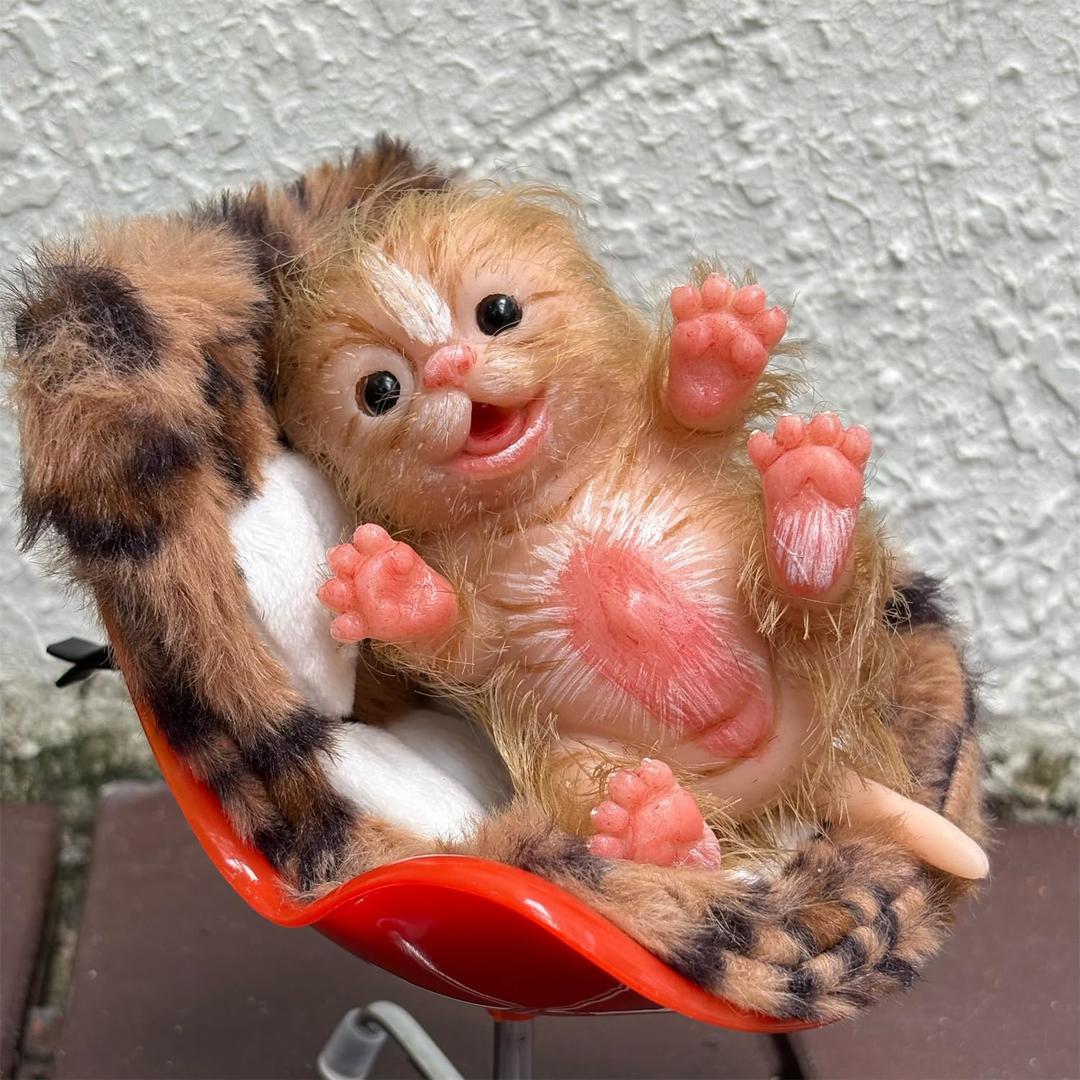 Silicone Reborn Animal Dolls, 5 Inch Soft Lifelike Mini Cat Realistic Cute Toy