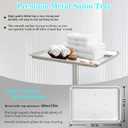 Salon Tray on Wheels Height Adjustable Metal Rolling Tray for Tattoo, Hair Salon & Spa, Silver