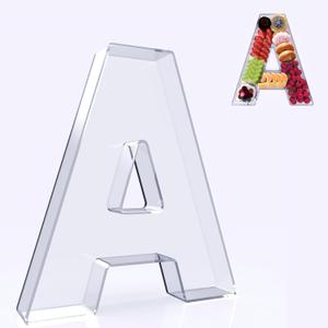 11" Acrylic Letter Charcuterie Box, Reusable Fillable Alphabet Number Shaped Form Tray for Birthday Anniversaries, Party Decorative Serving Plates Display Candy Cake (A)
