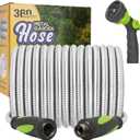 Garden Hose - Water Hose 100 FT with Swivel Handle & 8 Function Nozzle, Flexible, Heavy Duty, No Kink, Lightweight Metal Hose for Outdoor, Yard, 304 Stainless Steel