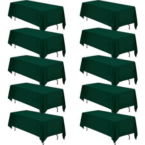 BRILLMAX 10 Pack Hunter Green Tablecloths 70 x 120 Inch for 6ft & 8ft Rectangle Tables - 150 GSM Polyester Fabric, Universal Fit, Water, Stain & Wrinkle Resistant Cloth Cover for Wedding Banquet
