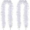 Juexica Feather Boa 2 Pcs 72 Inches Long Feather Boa for Halloween Christmas Tree Office Decor Costume Wedding Party Decoration(40 Grams,White)