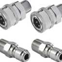 Raincovo Pressure Washer Quick Connect 3/8 Inch, Pressure Washer Fittings, Adapter Set, Male Thread, 4 Pieces