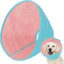 Mosago Soft Dog Cone Collar After Surgery Alternative for Dogs to Stop Licking, Comfy Collars for Large/Medium/Small Pet, Comfortable Elizabethan Neuter Recovery E Cones of Shame Neck & Head Ecollars (LFit 49-110 lb), Light Blue/Pink)