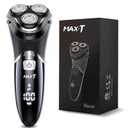 Electric Shaver for Men, MAX-T Quick Rechargeable Electric Razor Wet Dry Rotary Shaver with Pop Up Trimmer and LED Display, IPX7 100% Waterproof 8101 with Adapter Charger