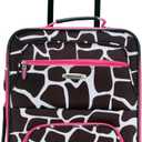 Rockland Fashion Softside 2 Piece Luggage Set, Expandable, (14" Tote/19" Upright), Pink Giraffe