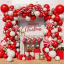 Christmas Balloon Arch Garland Kit 150pcs Red White Silver Balloons With Candy Cane Swirl Foil Balloons Xmas Merry Christmas Friendsmas Winter Santa Claus Ugly Sweater Party Decoration (Red)