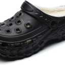 SECHRITE Boys Girls Fur Lined Clogs Garden Shoes for Kids Winter Fleece Lined Mules Indoor Outdoor Home House Slippers (5-6 Big Kid)