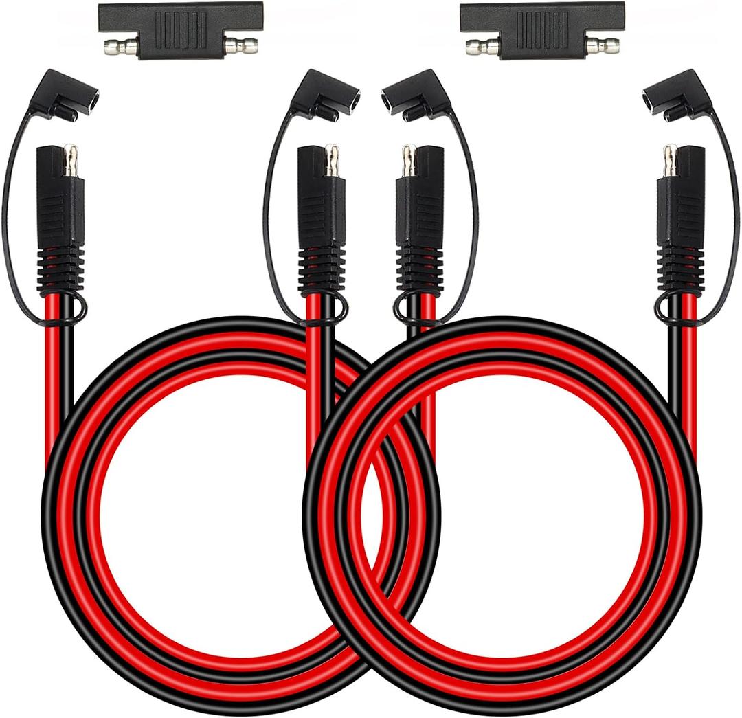 MOOKEERF SAE Extension Cable - 10 AWG, 3FT, 2PCS Quick Disconnect Wire Battery Charger Extension Cord, Heavy Duty, SAE Polarity Reverse Adapter for Solar Panel, Trolling Motor, Automotive, RV