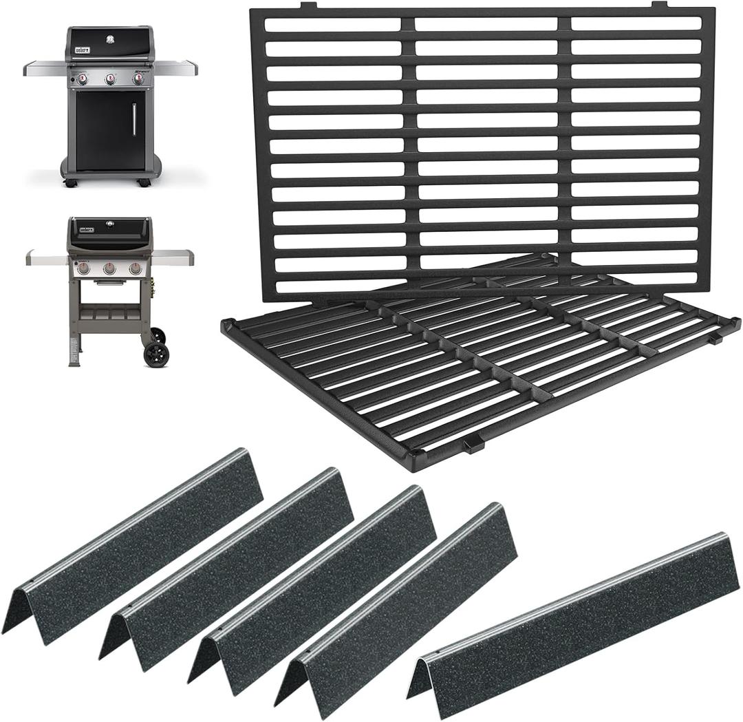 Spirit E-310 Grill Parts 7638 Grill Grates 7636 Flavorizer Bars for Weber Spirit 300 Series Grills S-330 E-320 E-330 S-310 SP-310 Grill GS4 Spirit 2 E310 S-310 Replacement Parts (Front Mount Controls)