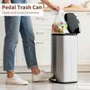 PayLessHere Trash Can with Lid, 13 Gallon (50L) Stainless Steel Kitchen & Office Recycling Bin with Foot Pedal Soft Close & Inner Bucket