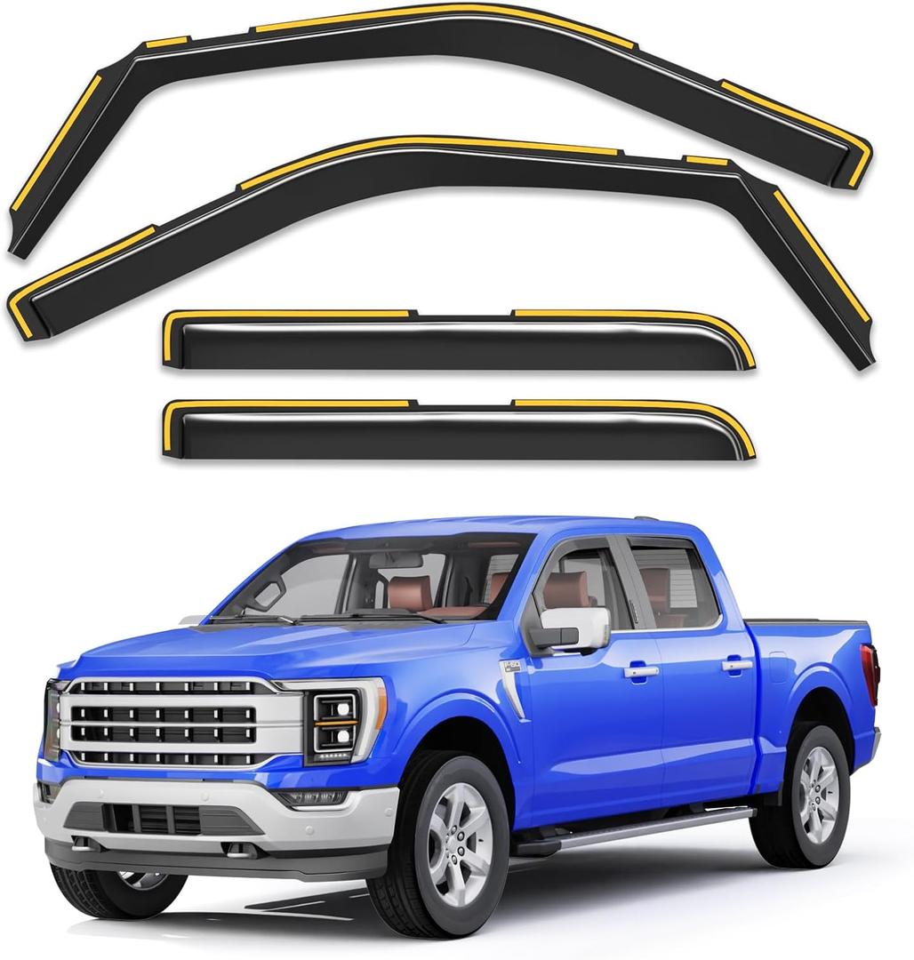 in-Channel Rain Guards Fit for Ford F150 2021-2026 SuperCrew, Extra Durable Window Rain Guards Visors, Vent Visors, Window Deflector, Vent Shades Truck Car Accessories -4 pcs