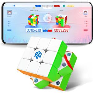 GAN 356 i Carry E, Smart Speed Cube 3x3 Magnetic Connected Electronic Bluetooth Speedcube for Kids Adults Timer Tracking Movement Steps with App Online Competition, Battery Replaceable Frosted Version