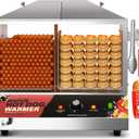 WantJoin Commercial Hot Dog Steamer - 38QT/36L Electric Hot Dog Steamer and Bun Warmer, Stainless Steel Hot Dog Cabinet with Tempered Glass 200-275 Sausages & 40-45 Buns