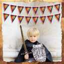 Hahafelt 6 Pcs 72 ft Medieval Fantasy Pennant Banner with Lion Design Medieval Party Decorations Hanging Party Bunting Banner Garden Triangle Flag for Castle Theme Festival Birthday Decor