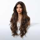 Long Wavy Wig for Women Curly Hair Wig Ombre Brown Heat Resistant Soft Synthetic Wigs for Women Daily Use Party Cosplay