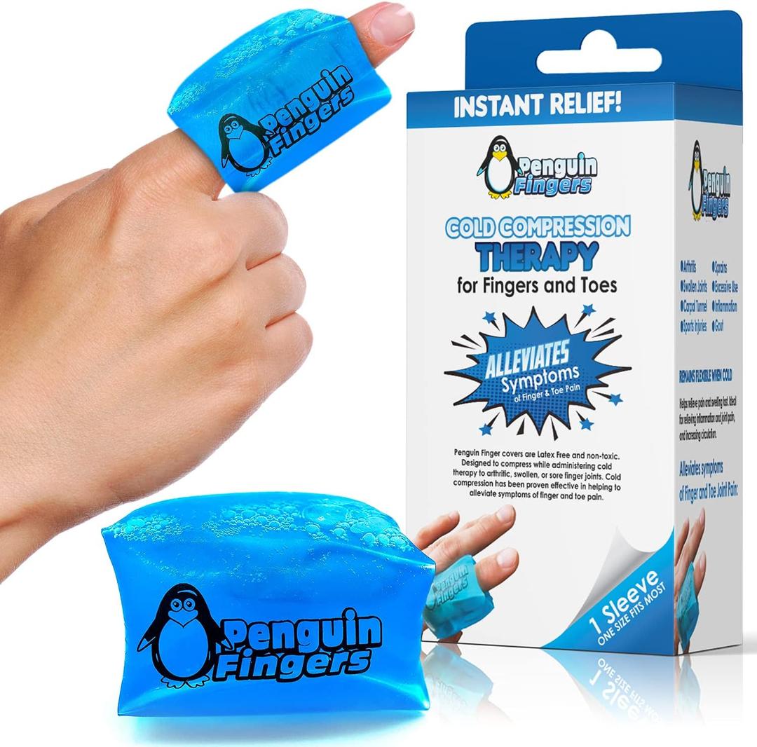 Finger Ice Pack, Finger and Toe Cold Gel Reusable Cryotherapy Compression Sleeve for Injuries, Arthritis, Tendonitis, Gout, or Sprains, No-Toxins and Latex Free. (One Size)