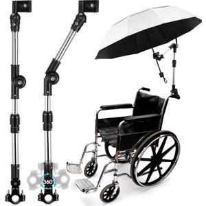 Yaocom 2 Set Adjustable Umbrella Clamp for Chair and Wrenches Universal Clip on Wheelchair Umbrella Mount Holder for Stroller, Golf Cart, Beach Chair, Bicycle, Bleacher, Patio, Fishing