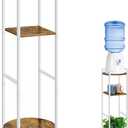 Water Dispenser Stand 5 Gallon Water Cooler Jug Storage Rack Water Filter Stand with 2 Storage Shelves, Modern Flower Shelf Display for Home Kitchen Office Space Save, Rustic Brown & White