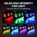 U`King LED Par Lights DJ Stage Light RGB 36 LED with Sound Activated Remote Control DJ Uplighting for Wedding Party Club Christmas Stage Lighting (8 Packs)